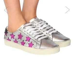 Saint Laurent Leather Sneakers Metallic Stars